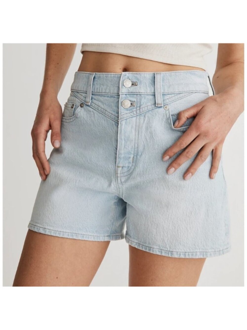 Madewell NWT Women's The Plus Mid-Length Mom Jean Shorts, Essen Wash, Size 14W